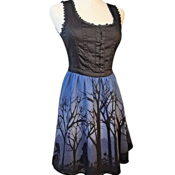 Disney Alice in Wonderland Corset Dress XS Halloween Gothic Cosplay Blue Black - Picture 1 of 15
